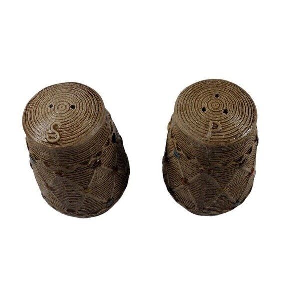 Tilso Barrel Drum Salt Pepper Shakers Hand Painted Ceramic #53/664 Vintage - Picture 2 of 5